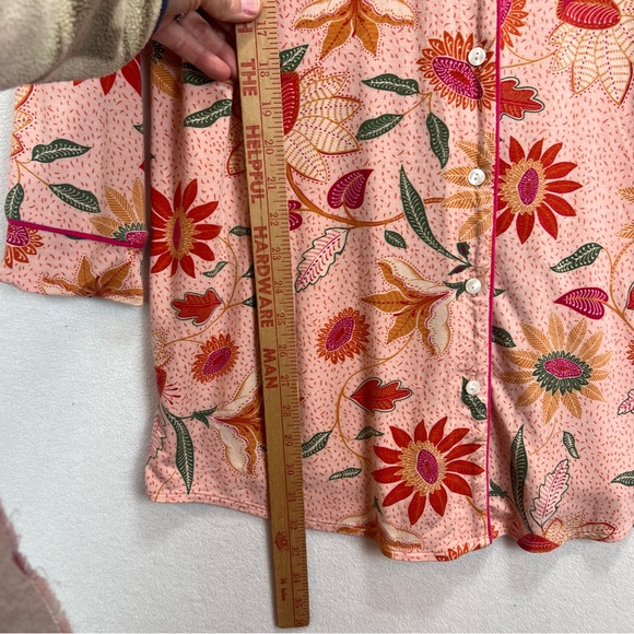 Spartina 449 Sleep Shirt Botanic Garden Peach Long Sleeve Size M Button Up - Picture 3 of 8